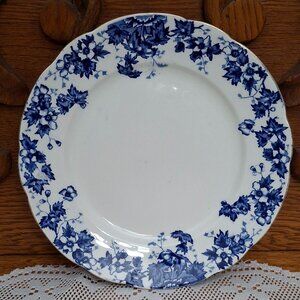 Antique John Maddock & Sons England "Oakland Blue" Blue Transfer Luncheon Plate